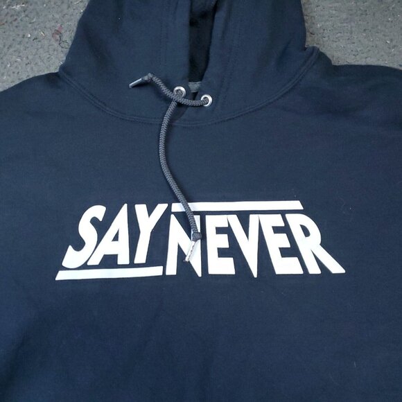 Fruit Of The Loom Say Never Hoodie Sweater Mens 2XL XXL Pullover Black - Picture 2 of 11